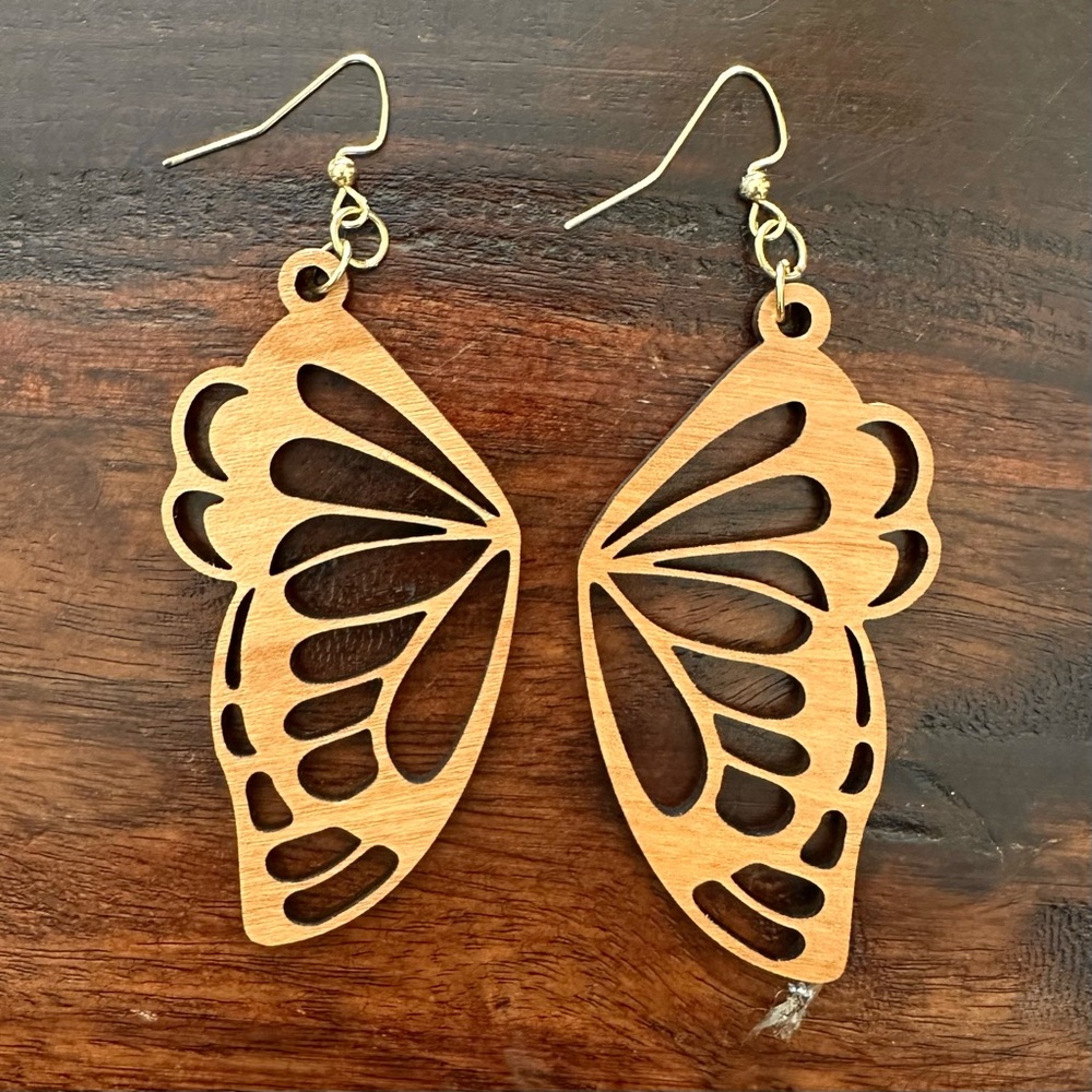 Artisan Butterfly Wooden Earrings